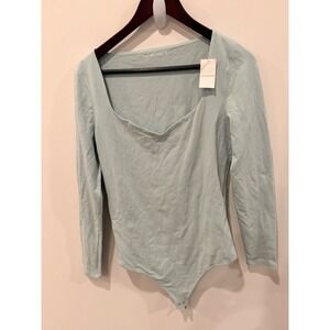 Abercrombie & Fitch Light Blue Long Sleeve Sweetheart Bodysuit NWT Large